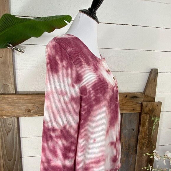 C & C California Pink White Waffle Knit L Tee NWT - Picture 9 of 10